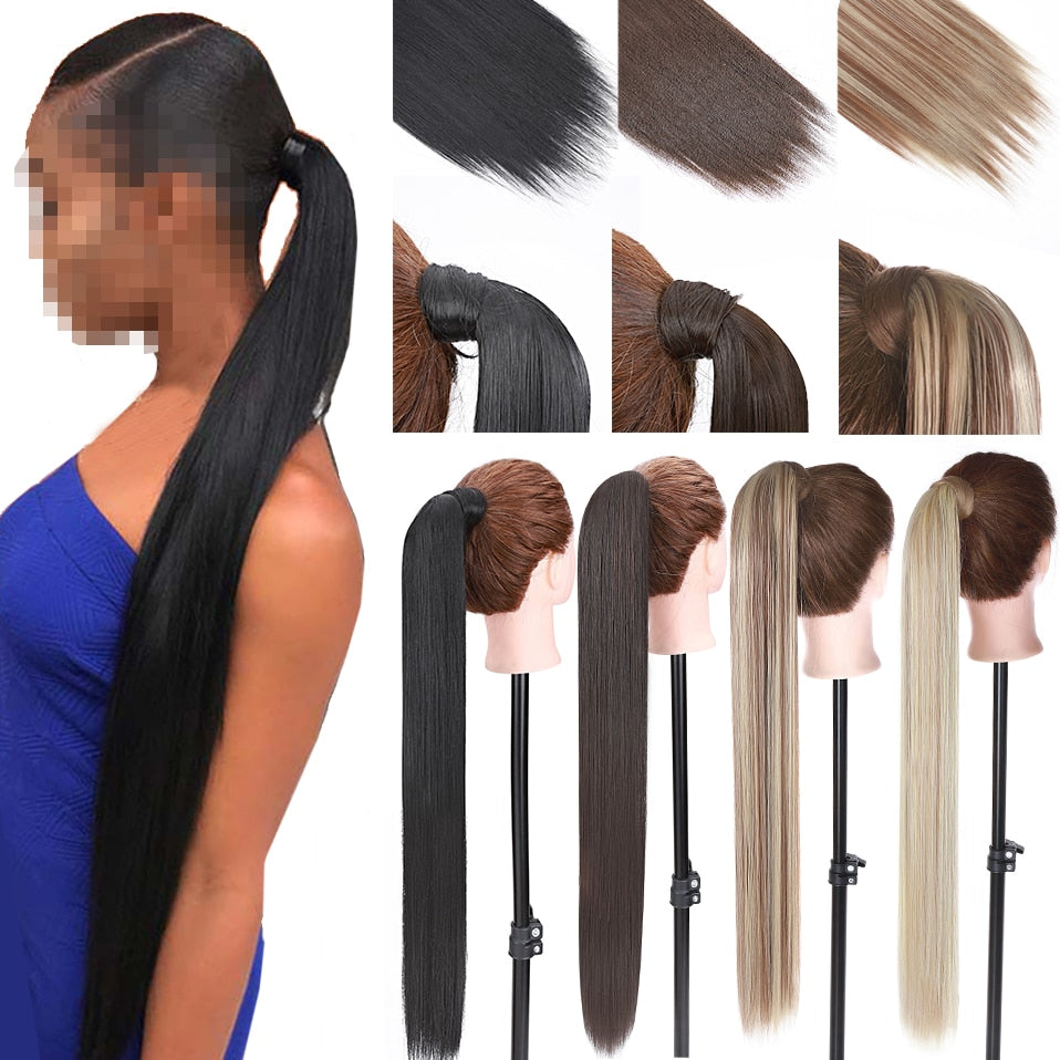 Long Straight Clip In Ponytail Hair Extensions